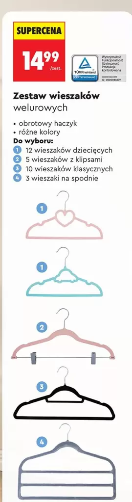 Zestaw wieszaków welurowych