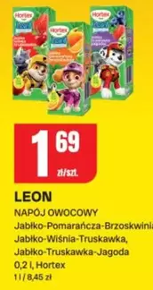 Leon - NAPÓJ OWOCOWY Jabłko-Pomarańcza-Brzoskwinia Jabłko-Wiśnia-Truskawka, Jabłko-Truskawka-Jagoda