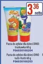 Pasta do zębów dla dzieci DINO truskawka 60 g F06030100204, Pasta do zębów dla dzieci DINO tutti-frutti 60 g F06030100203