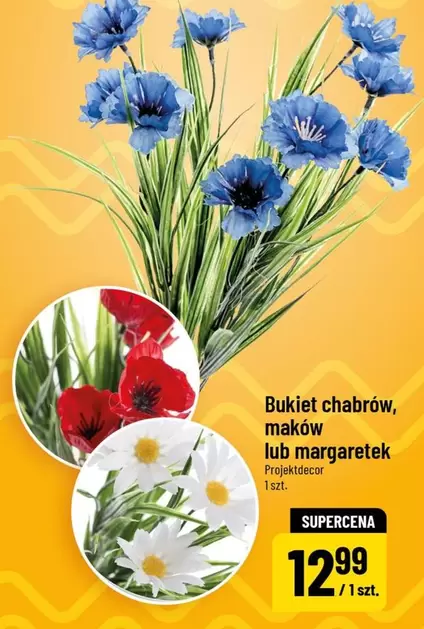 Bukiet chabrów, maków lub margaretek