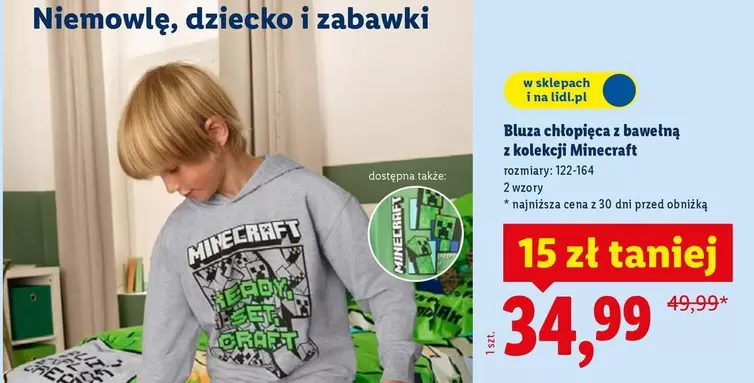 Minecraft - Bluza chłopięca z bawełną z kolekcji