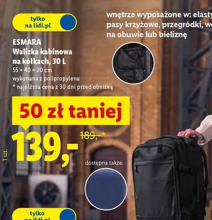 We - Walizka kabinowa na kółkach, 30 L