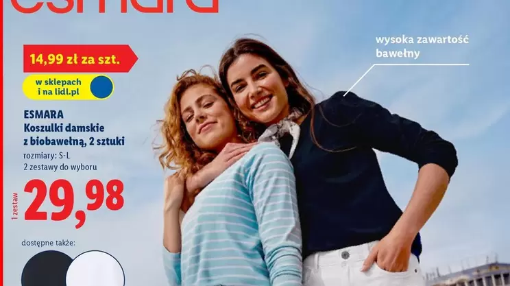 Koszulki damskie z biobawełny, 2 sztuki