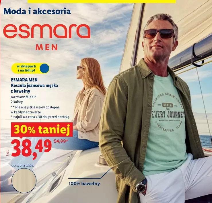 ESMARA MEN Koszula dżinsowa męska z bawełny