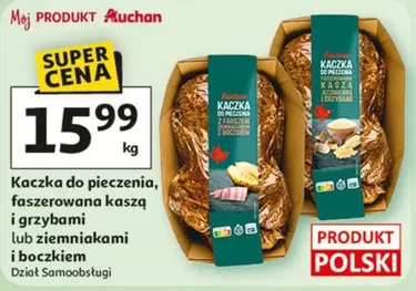 Kaczka do pieczenia, faszerowana kaszą i grzybami lub ziemniakami i boczkiem