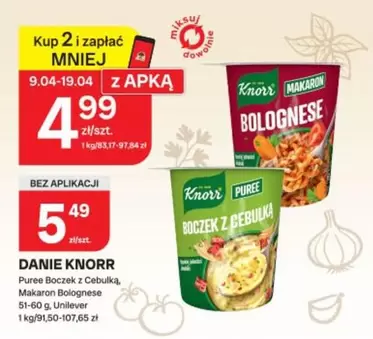 Danie Knorr Puree Boczek z Cebulką, Makaron Bolognese