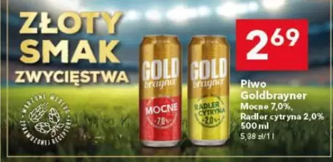 Piwo Goldbrayner Mocne 7,0%, Radler cytryna 2,0%