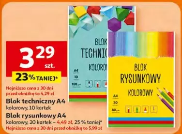 Blok techniczny A4 kolorowy, 10 kartek / Blok rysunkowy A4 kolorowy, 20 kartek