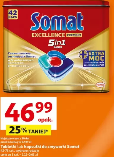 EXCELLENCE 5in1 caps tabletki lub kapsułki do zmywarki Somat