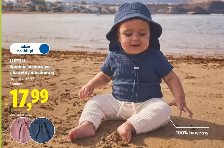 Spodnie niemowlęce z bawełny muślinowej