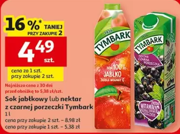 Sok jabłkowy lub nektar z czarnej porzeczki