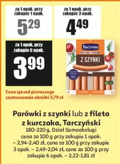 Parówki z szynki lub z fileta z kurczaka