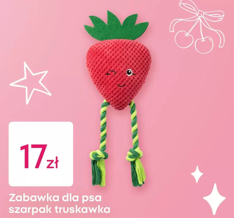 Zabawka dla psa szarpak truskawka