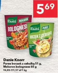 Puree boczek z cebulką, Makaron bolognese