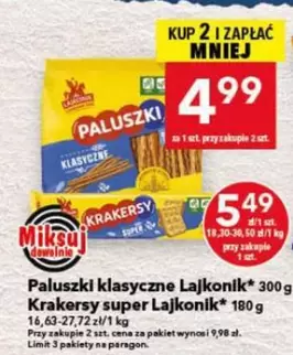 Paluszki klasyczne Lajkonik 300g, Krakersy super Lajkonik 180g