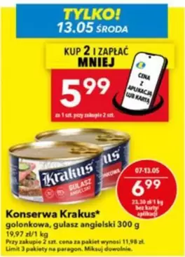 Konserwa Krakus golonkowa, gulasz angielski