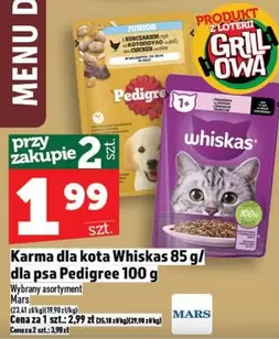 Karma dla kota Whiskas 85 g / dla psa Pedigree 100 g