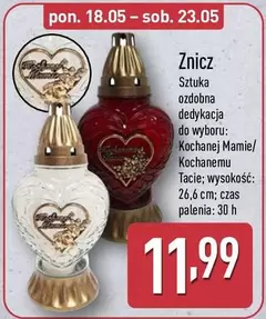 Znicz Sztuka ozdobna dedykacja do wyboru: Kochanej Mamie/ Kochanemu Tacie