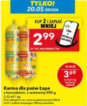 Karma dla psów Łapa z kurczakiem, z wołowiną