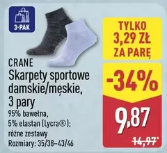 Skarpety sportowe damskie/męskie, 3 pary