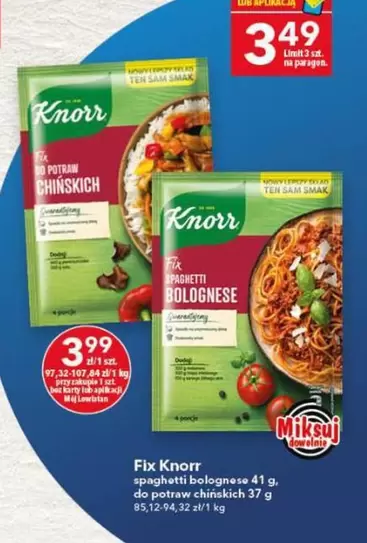 Fix Knorr spaghetti bolognese 41 g, do potraw chińskich 37 g