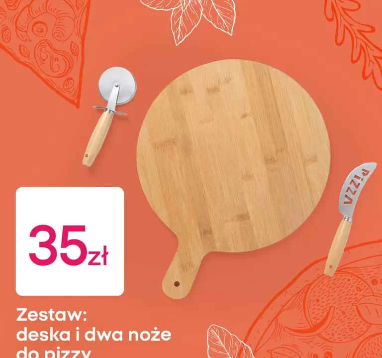 Zestaw deska i dwa noże do pizzy