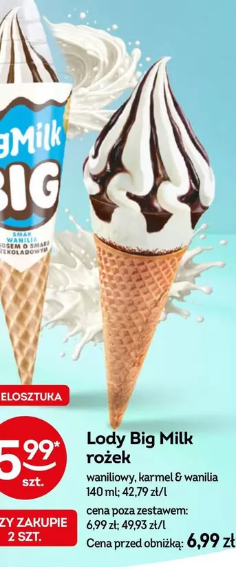 Lody Big Milk rożek
