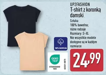 T-Shirt - T-shirt z koronką damski
