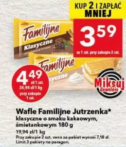 Wafle Familijne Klasyczne o smaku kakaowym, śmietankowym