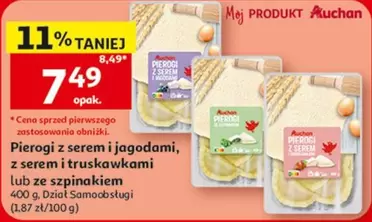Pierogi z serem i jagodami, z serem i truskawkami lub ze szpinakiem