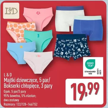 Majtki dziewczęce, 5 par / Bokserki chłopięce, 3 pary