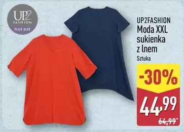 Plus - Moda XXL sukienka z lnem