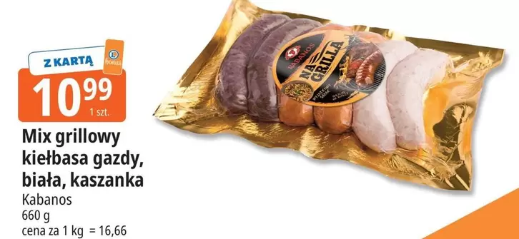 Mix - grillowy kiełbasa gazdy, biała, kaszanka Kabanos