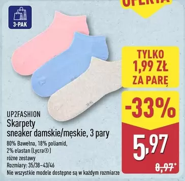 Skarpety sneaker damskie/męskie, 3 pary