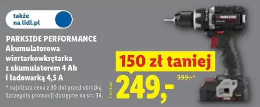 Akumulatorowa wiertarkowkrętarka z akumulatorem 4 Ah i ładowarką 4,5 A