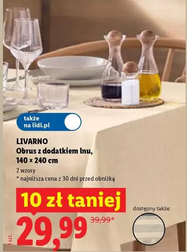 Obrus z dodatkiem lnu, 140 x 240 cm