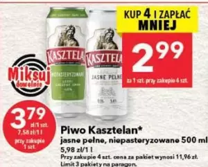 Piwo Kasztelan Jasne Pełne, Niepasteryzowane