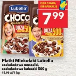 Płatki Mlekolaki Lubella czekoladowe muszelki, czekoladowe kuleczki