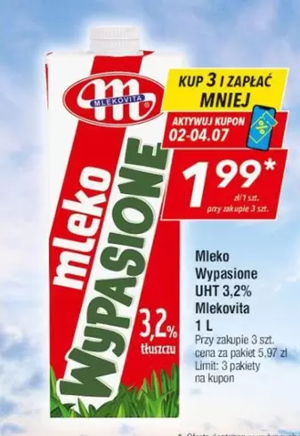Mleko Wypasione UHT 3,2% Mlekovita