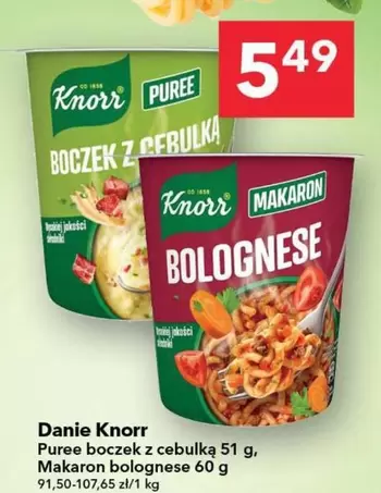 Puree boczek z cebulką, Makaron bolognese