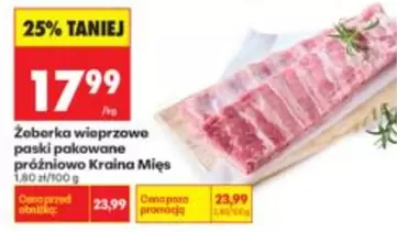 Żeberka wieprzowe paski pakowane próżniowo