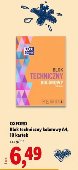 Oxford - Blok techniczny kolorowy A4, 10 kartek
