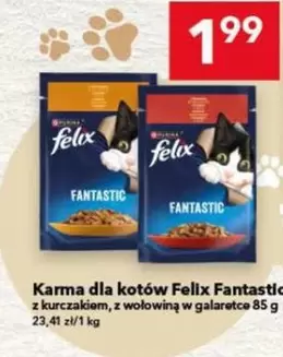 Karma dla kotów Felix Fantastic z kurczakiem, z wołowiną w galaretce