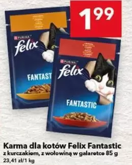 Karma dla kotów Felix Fantastic z kurczakiem, z wołowiną w galaretce