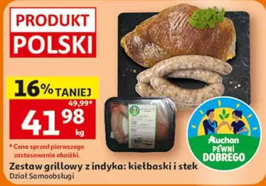 Zestaw grilowy z indyka: kielbaski i stek