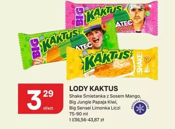 Shake - LODY Kaktus  Śmietanka z Sosem Mango, Big Jungle Papaja Kiwi, Big Sensei Limonka Liczi