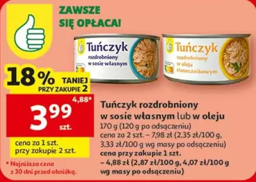 Tuńczyk rozdrobniony w sosie własnym lub w oleju