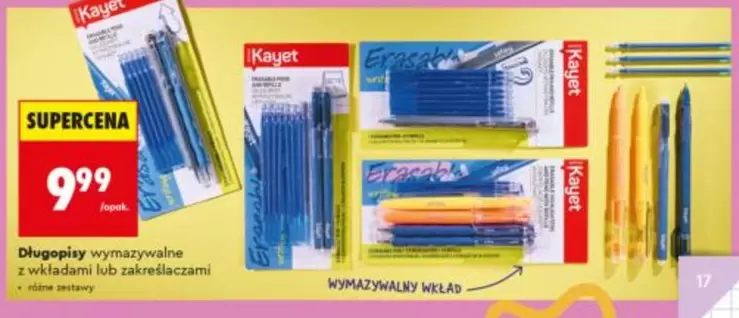 Kay - Długopisy wymazywalne z wkladami lub zakreślaczami