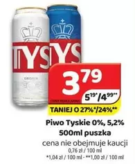 Piwo Tyskie 0%, 5,2% 500ml puszka