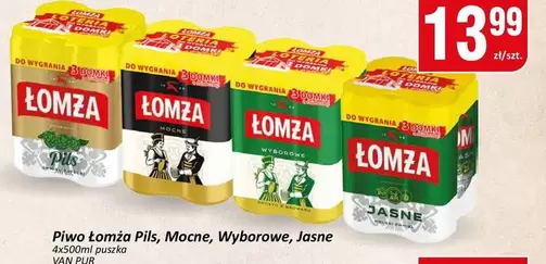 Piwo Łomża Pils, Mocne, Wyborowe, Jasne 4x500ml puszką